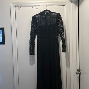 Self-Portrait panelled lace maxi long sleeve black size 4